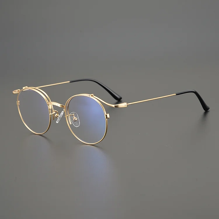 Handmade Classical Round Designer Eyeglasses Frames Men Business  Glasses Women Stylish Flip Glasses