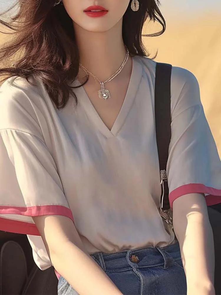 Athvotar Athvotar Version Of Fashion Lace Spliced Short-Sleeved Shirt Women's Summer Dress 2025 Summer New Ocean Lanqi Thin Open Shirt Top