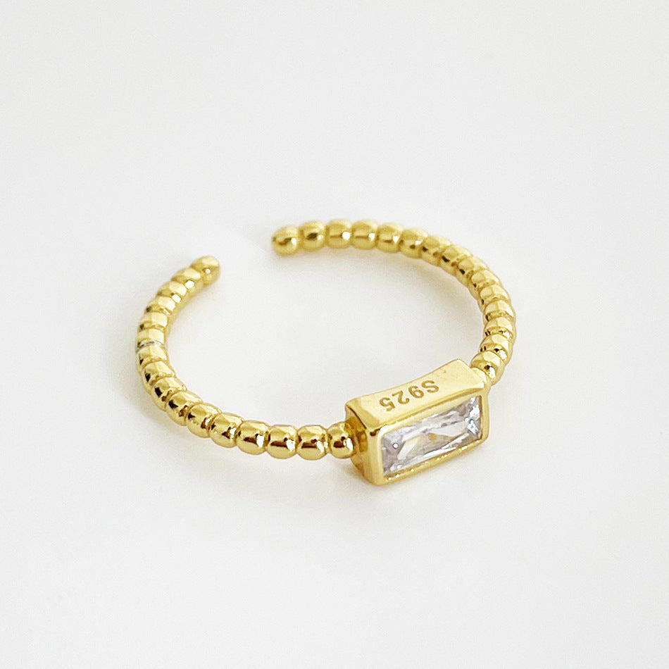 925 Sterling Silver Minimalist Quadrilateral Geometric Silver Electroplating Rings