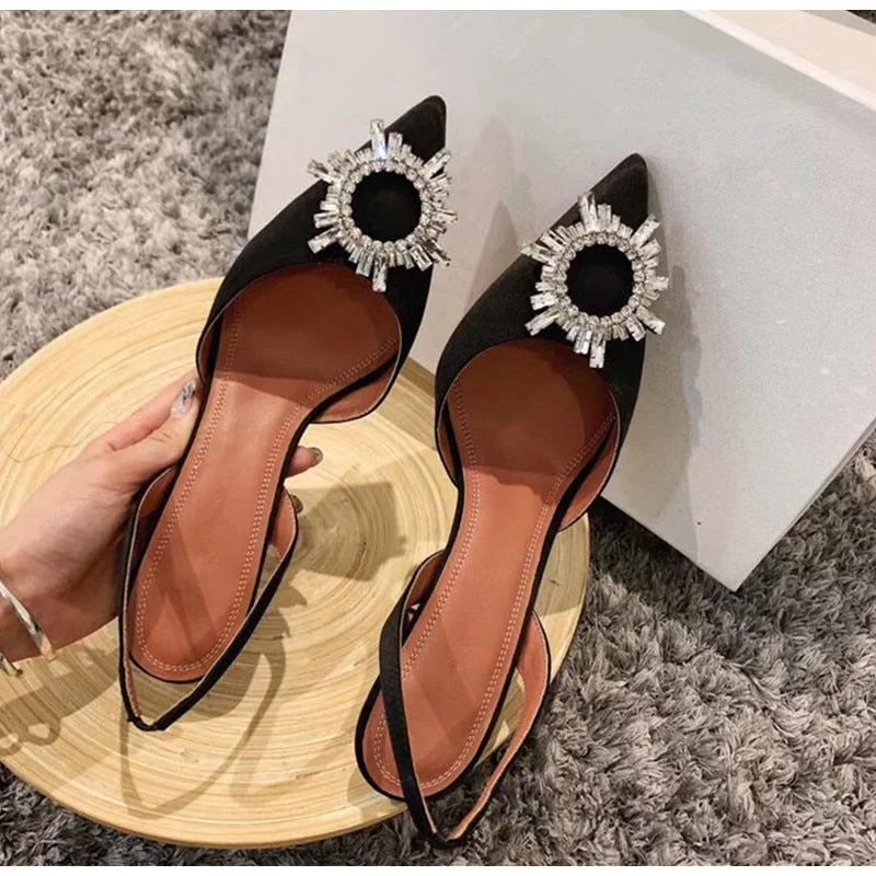 Candy colors Women Pumps Elegant Pointed toe Slingback Summer Office Lady Shoes Fashion Crystal High heel Wedding Dress shoes