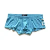 Men's sexy simple boxer briefs solid color button convex bag boxer briefs