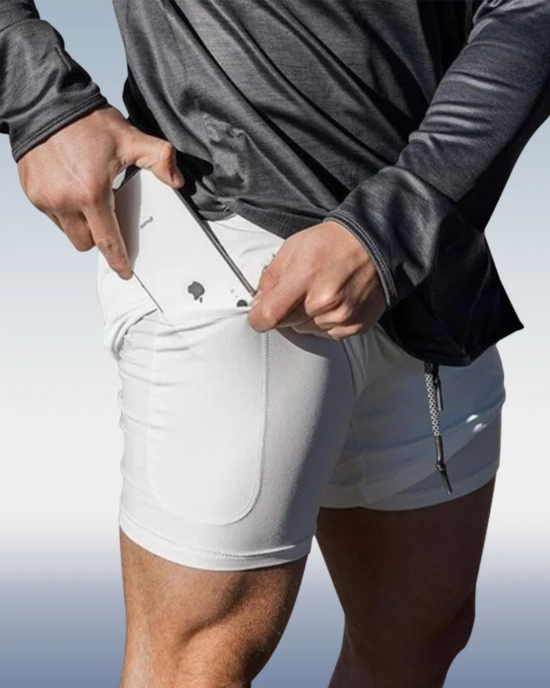 Men's 2 in 1 Running Workout Breathable Shorts With Phone Pockets 19 Colors