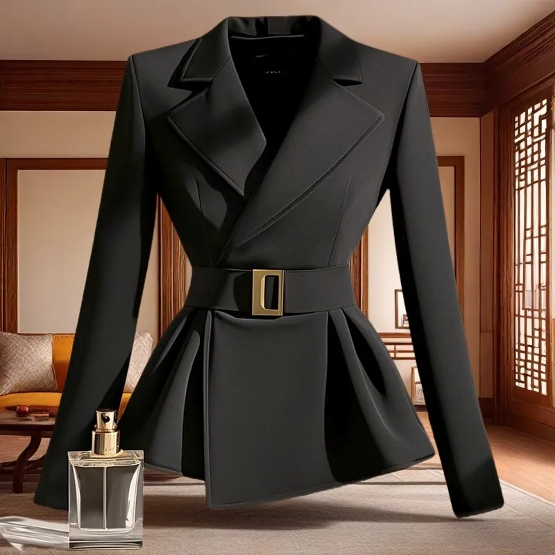 New Women's Blazer Jacket 2025 Spring Autumn Slim Black Office Ladies Outerwear High-end Solid Color Casual Female Suit Coat