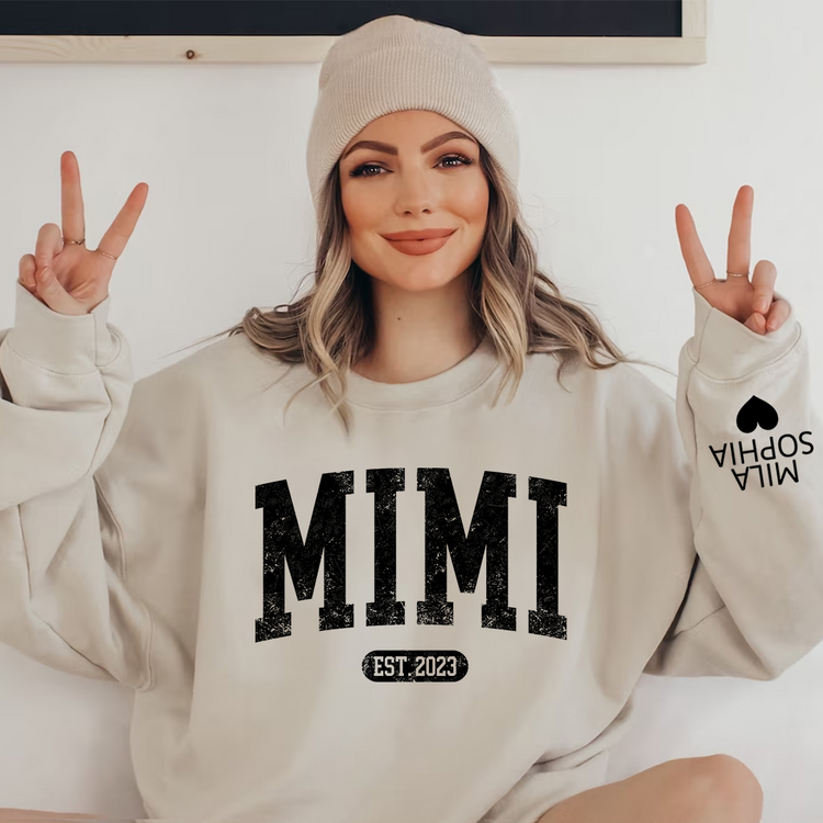 Custom Mimi Est with Granddaughter and Grandson Names Sweatshirt