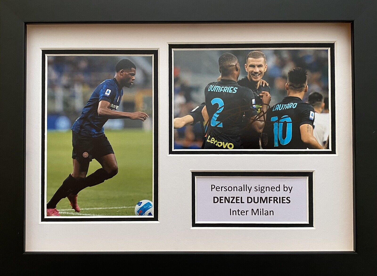 Denzel Dumfries Hand Signed Inter Milan Photo Poster painting In A4 Frame Display, See Proof