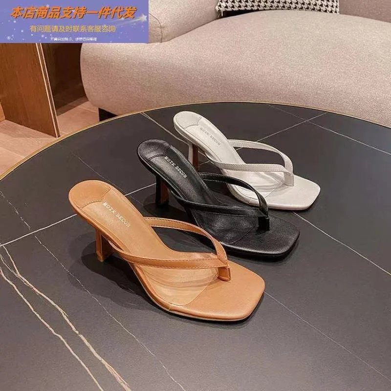 Breakj Breakj Clip Toe Sandals Women Flip-Flops High Heel Pins Outside Wearing Fashion Slippers Outside The Cool Drag Summer