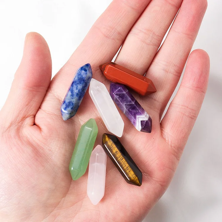 Olivenorma Natural Crystal Double Pointed Column Chakra Gemstone Decoration