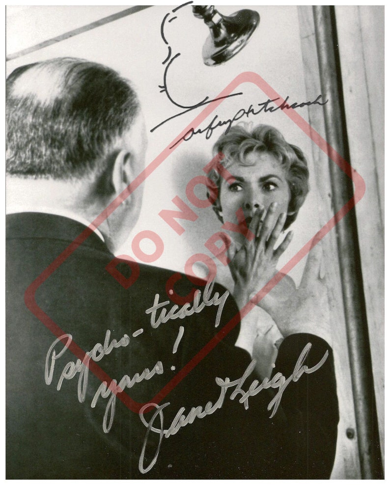 Alfred Hitchcock Janet Leigh Psycho 8.5x11 Autographed Signed Reprint Photo Poster painting