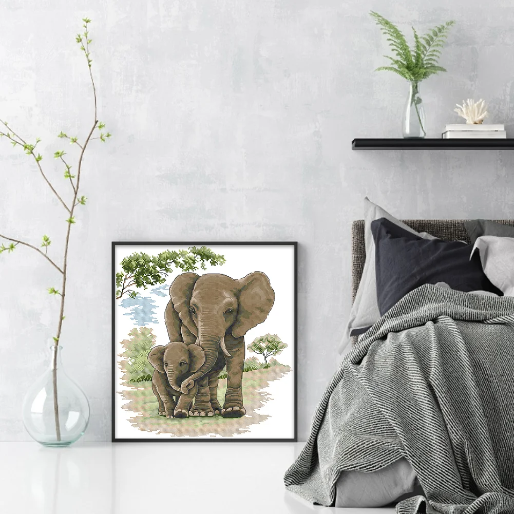 14CT Full Stamped Cross Stitch - Mother Child(Canvas|35*38CM)