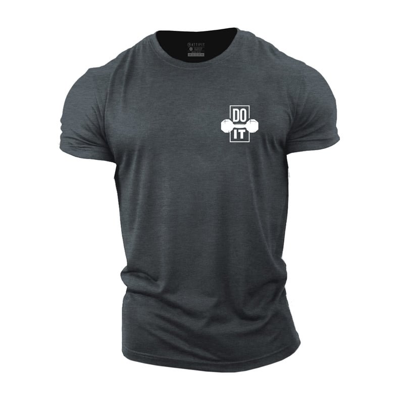 Cotton Do It Printed With Barbell Graphic T-shirts tacday