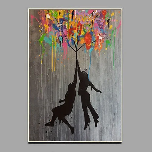 Abstract Graffiti Poster Modern Street Art Banksy Balloon Girl Cuadros Wall Art Picture for Living Room Home Decor (No Frame)