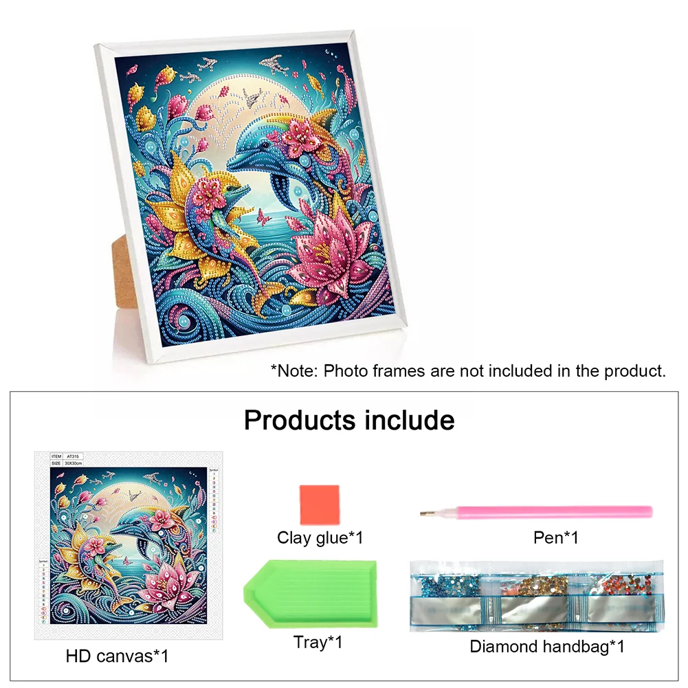 Diamond Painting - Partial Special Shaped Drill - Dolphin(Canvas|30*30cm)