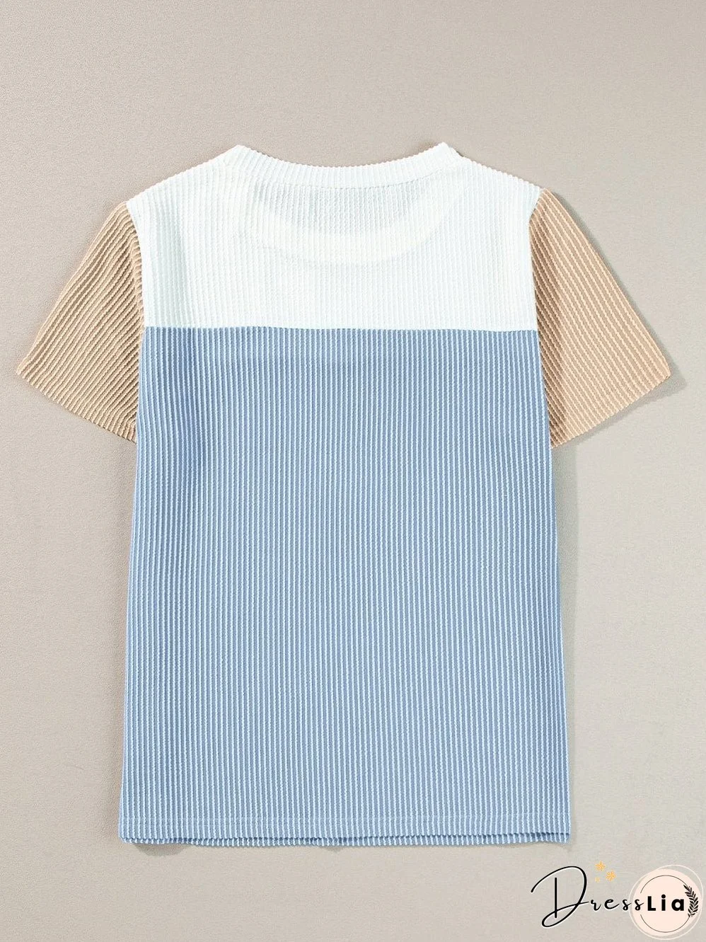 Versatile Colorblock Ribbed Knit Tee