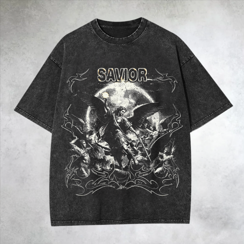 Angelic Warrior Graphic Washed T-Shirt