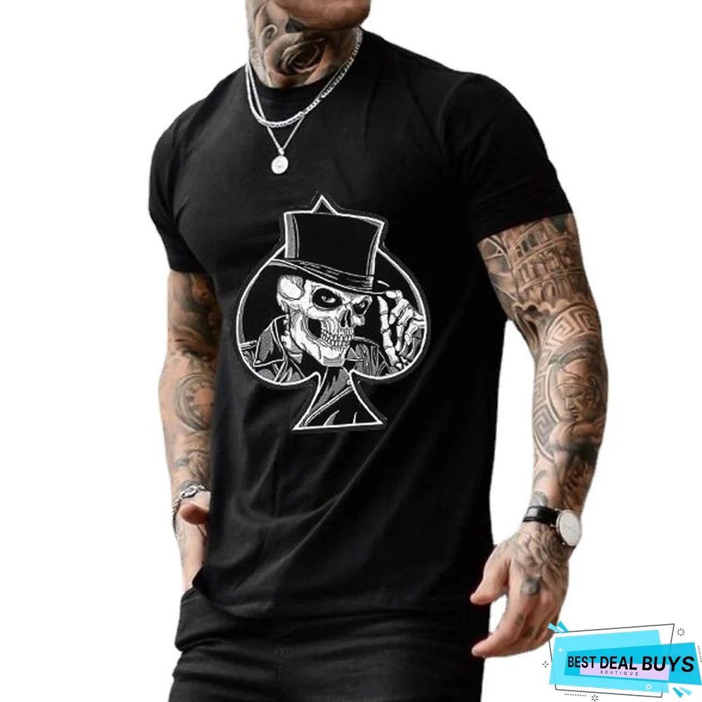 Men's Casual Round Neck Short Sleeve Printed Long Pullover Men's T-Shirt
