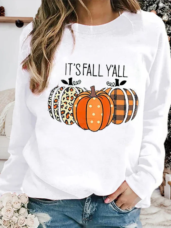 Women's Halloween IT'S FALL Y'ALL Printed Sweatshirt socialshop