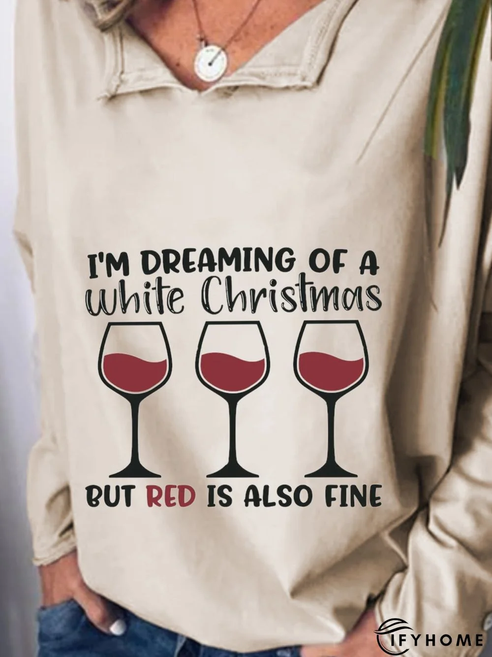 Christmas Casual Long Sleeve Printed Top T-shirt | IFYHOME