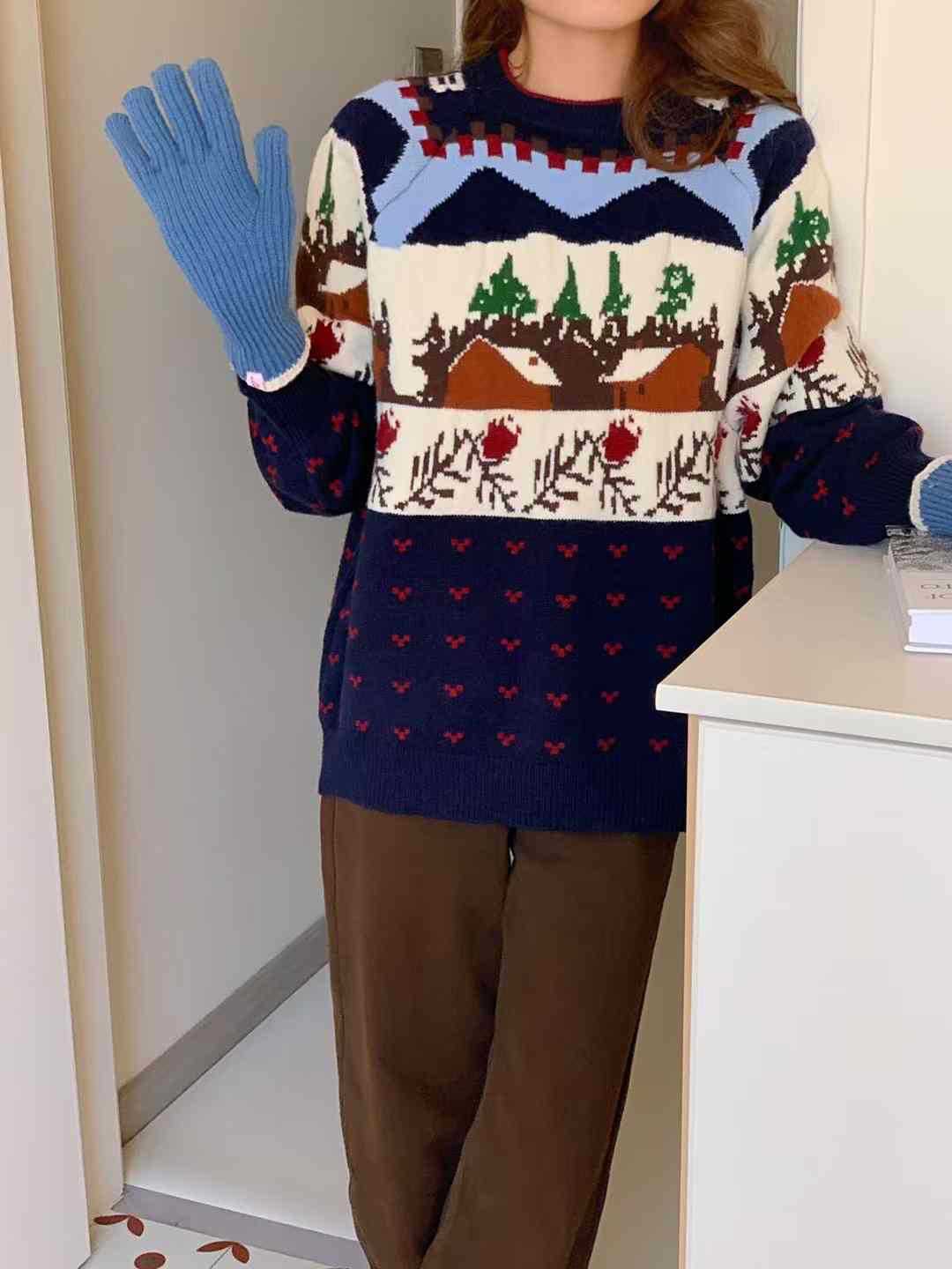 Chicfifth Sweater Women Winter Long Sleeve High Quality Autumn Vintage Top Knitted Cardigan