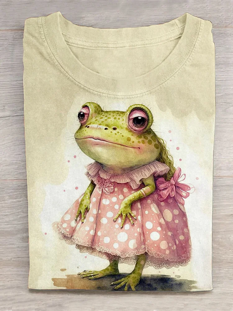 Funny Cute Frog Art Print Design T-shirt