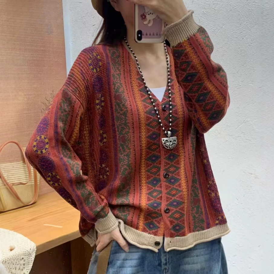 Chicfifth Sweater Women Winter Long Sleeve High Quality Autumn Vintage Top Knitted Cardigan