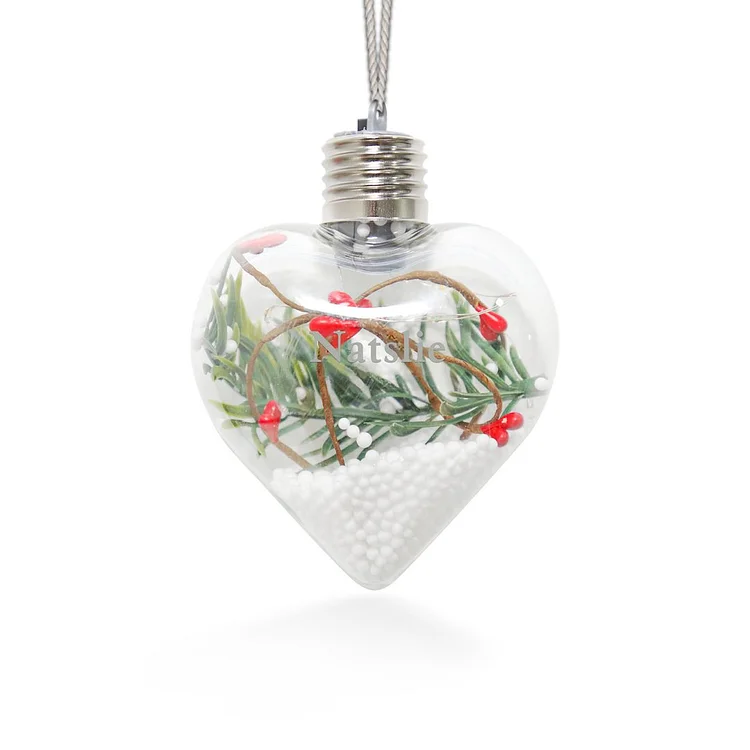 Bola navideña Adorno de Navidad 1 nombre personalizado en forma de corazón con luces LED 