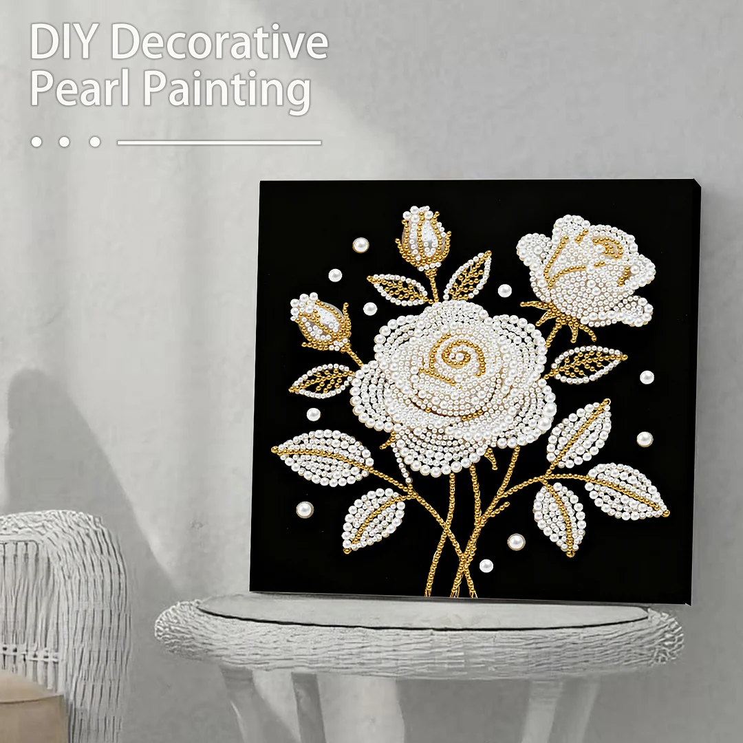 Rose DIY Pearl Art Diamond Painting Kit for Adults Home Decor 25x25cm With Frame