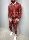 Men's Plaid Cardigan Jacket Trousers Sports Suit