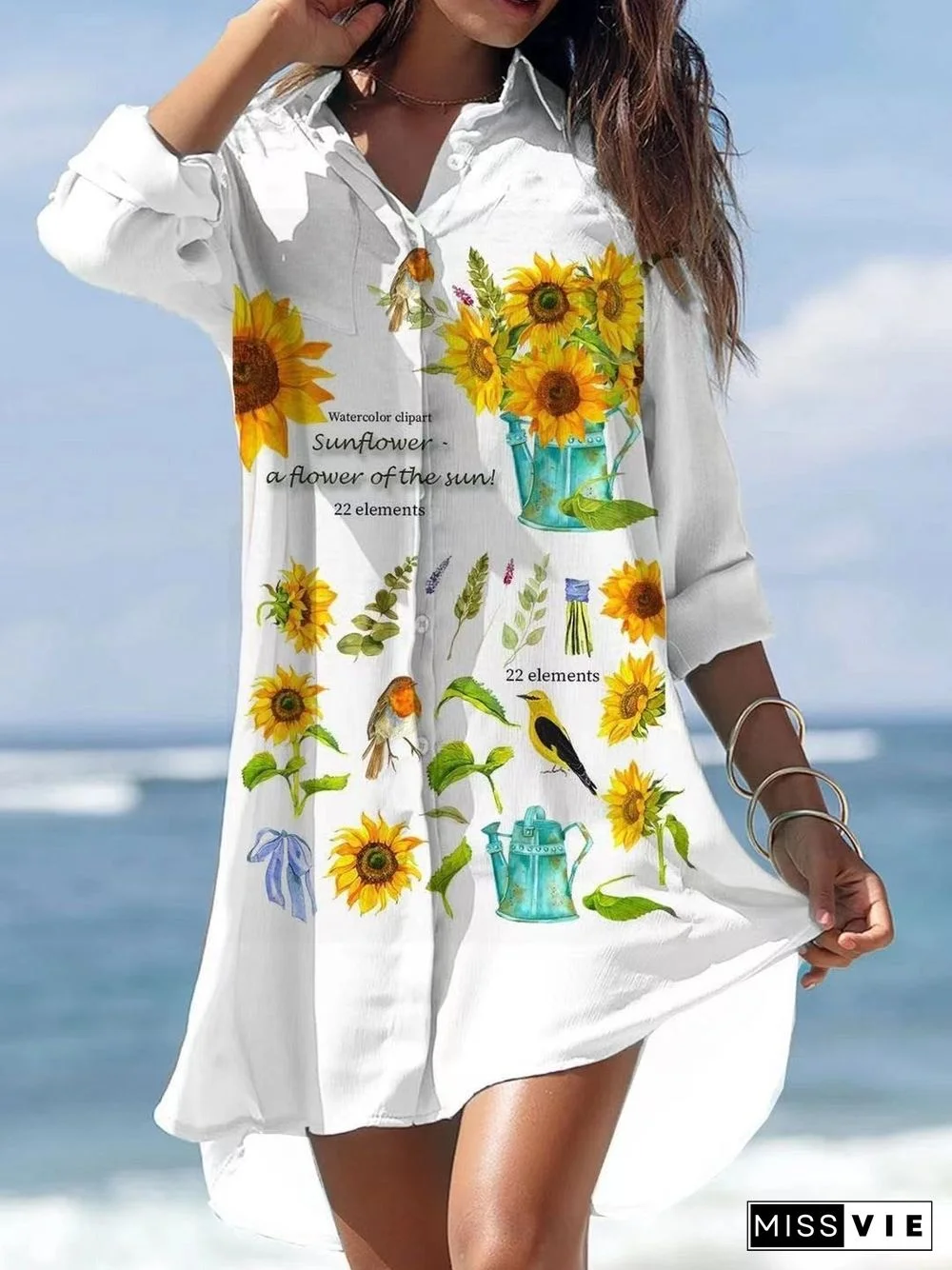 Sunflower Pattern Women Mini Dress