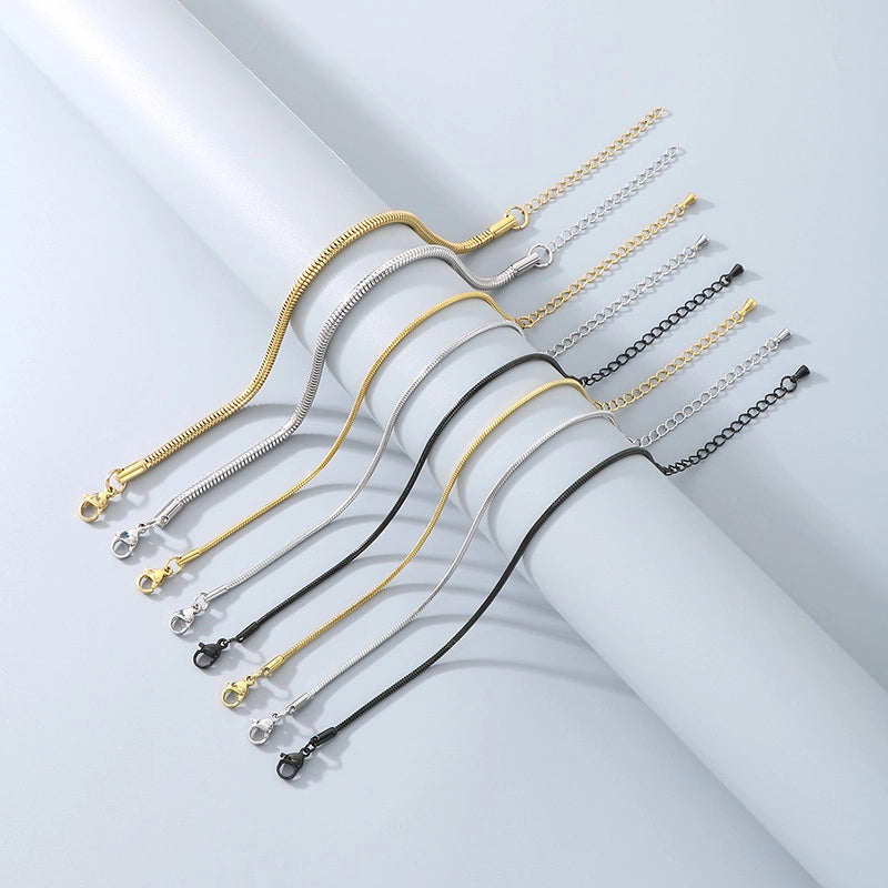 Minimalist Solid Color 304 Stainless Steel 18K Gold Plated Unisex Bracelets Men Chain Bracelets