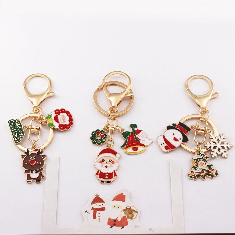 Cartoon Style Santa Claus Snowflake Zinc Alloy Christmas Unisex Keychain