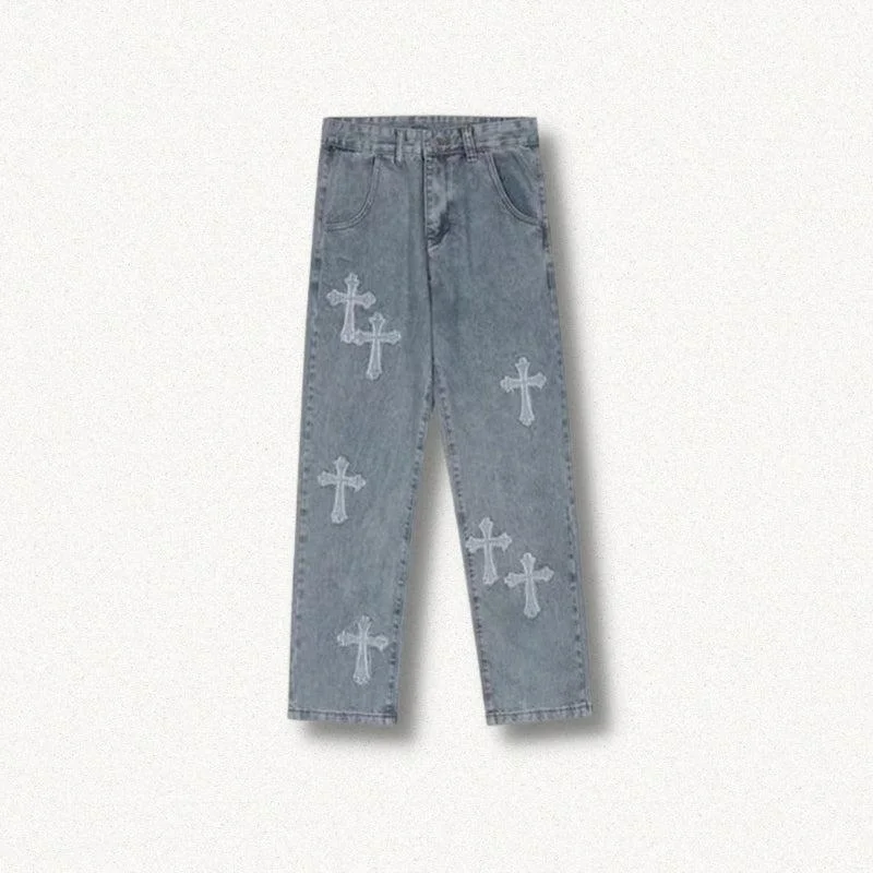 Brownm Patchwork Baggy Jeans