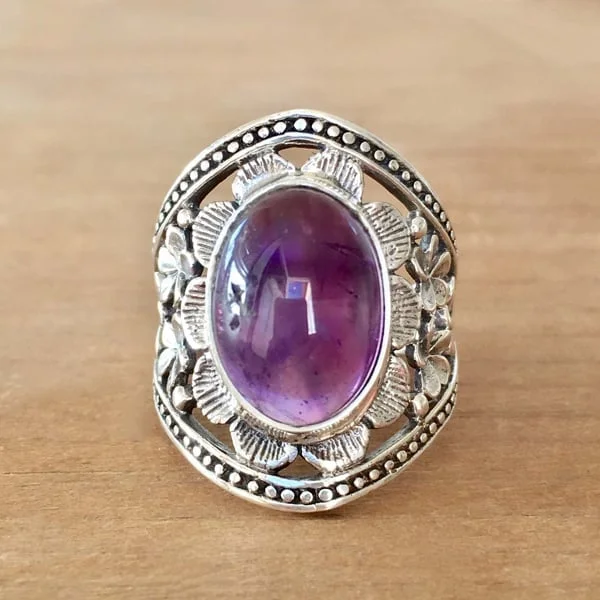 🔥Last Day 49% OFF🎁Purple Gemstone Flower Ring