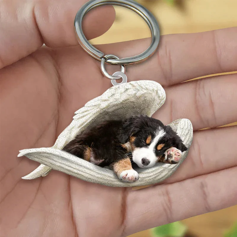 VigorDaily Sleeping Angel Acrylic Keychain Bernese Mountain