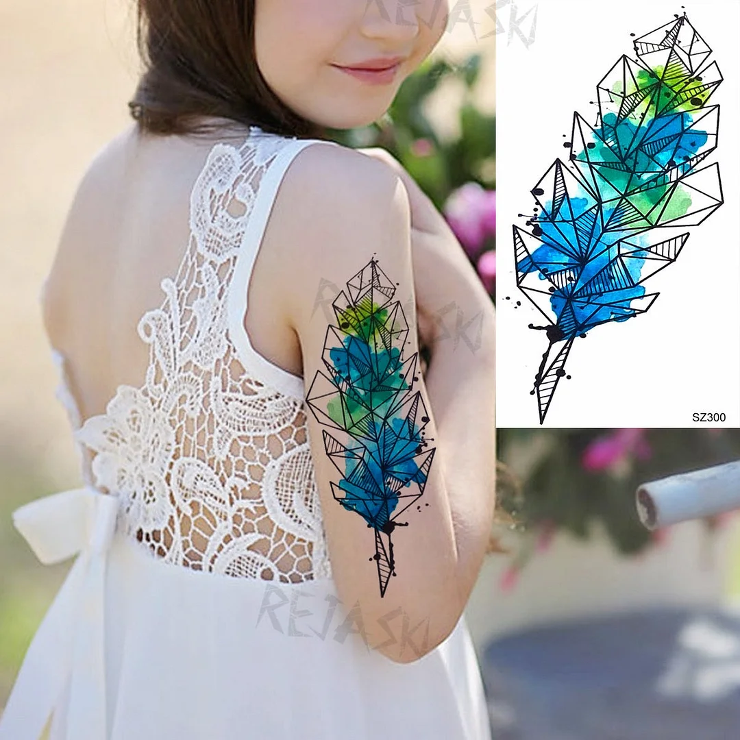 Colored Rose Fashion Feet Temporary Tattoos For Women Adult Hummingbird Sunflower Fake Tattoo Body Art Washable Tatoos Sticker