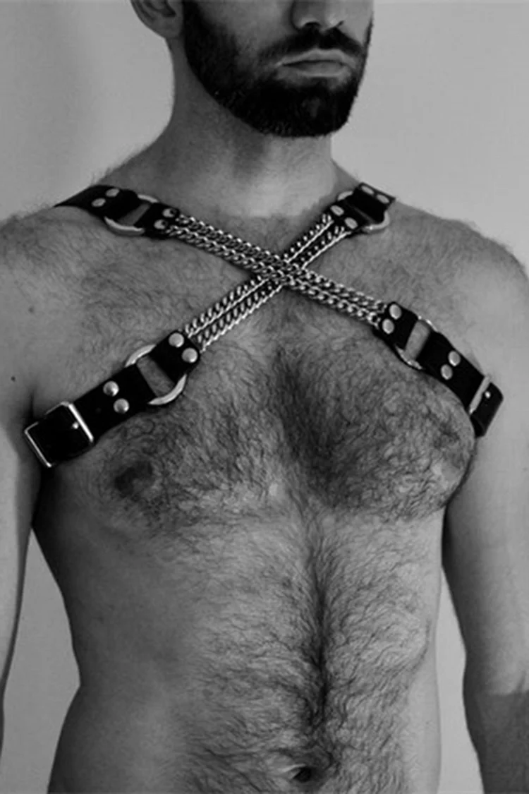 PU Leather Patchwork Cross Chain Body Harness