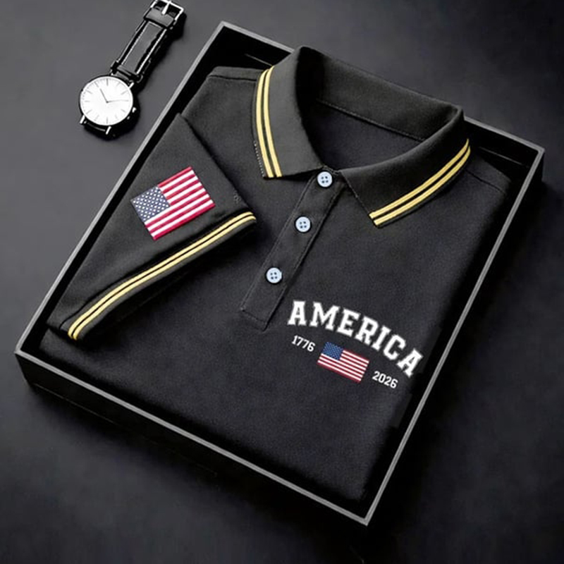  Men's Vintage Flag 1776-2026 Art Polo Shirt Westsshops