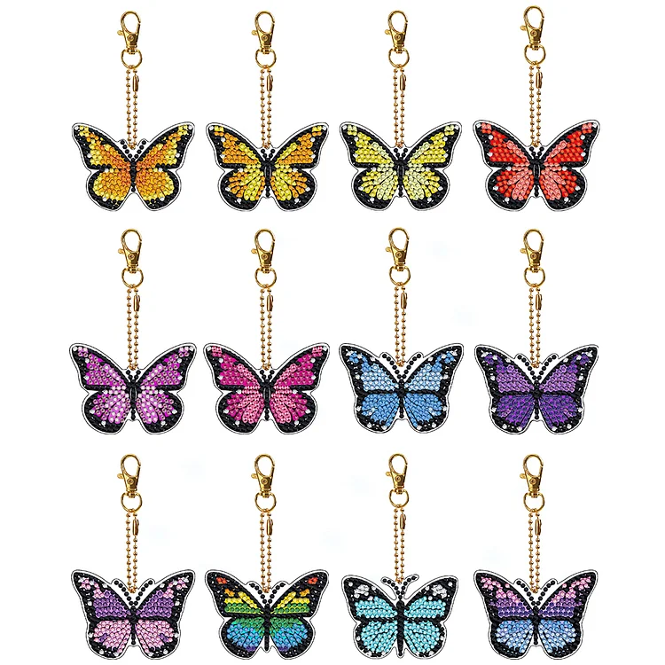Butterfly - Keychain - DIY Diamond Crafts(12pcs)