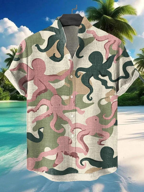 Men's Octopuses Of Different Shapes Art Print Casual Shirt