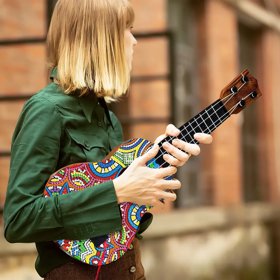 DIY Wooden Guitar Diamond Art Ornament Unique Gifts for Musicians (Mandala)