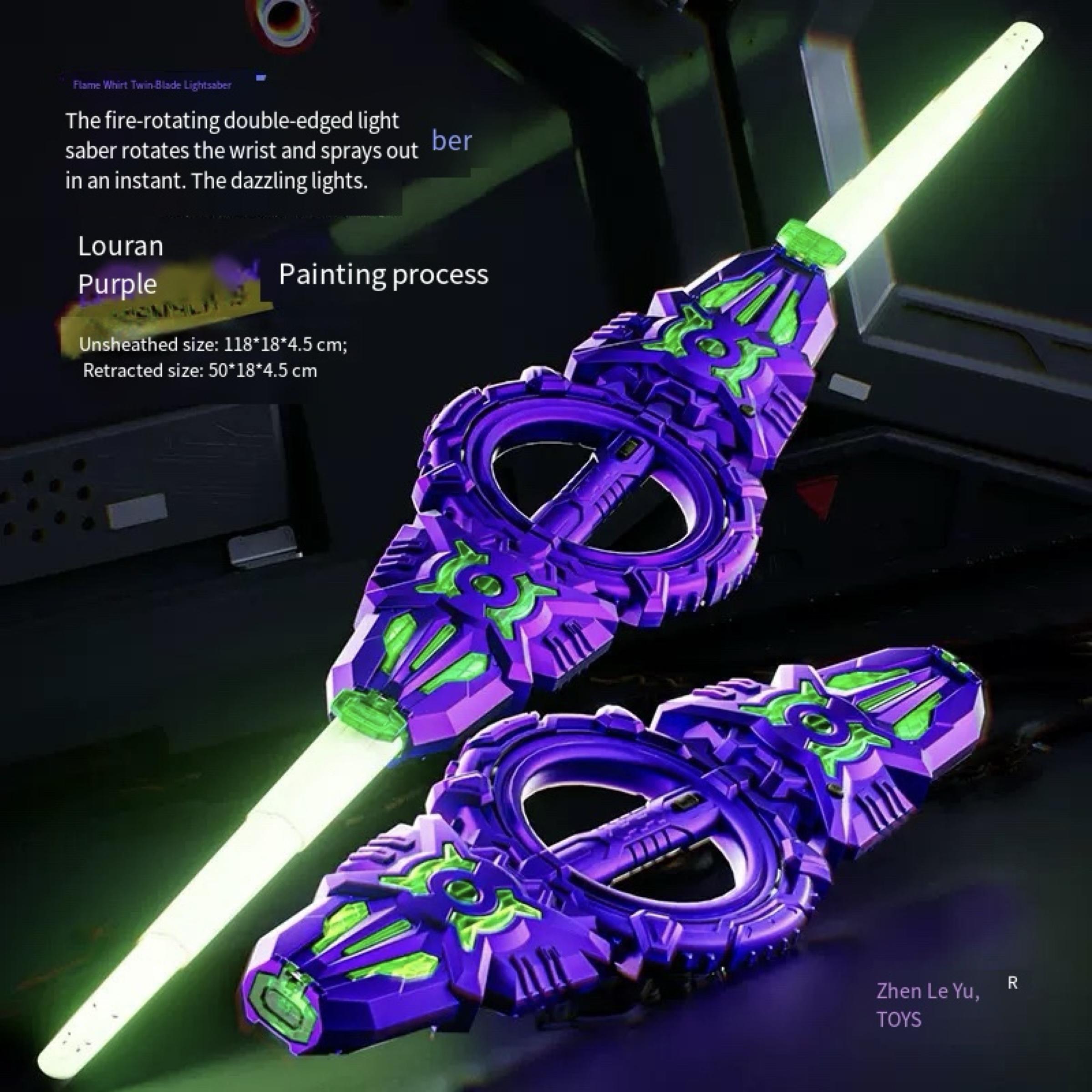 Cyberpunk Rotate Dual-Blade Sword Toy, Bearing Rotation Mechanism