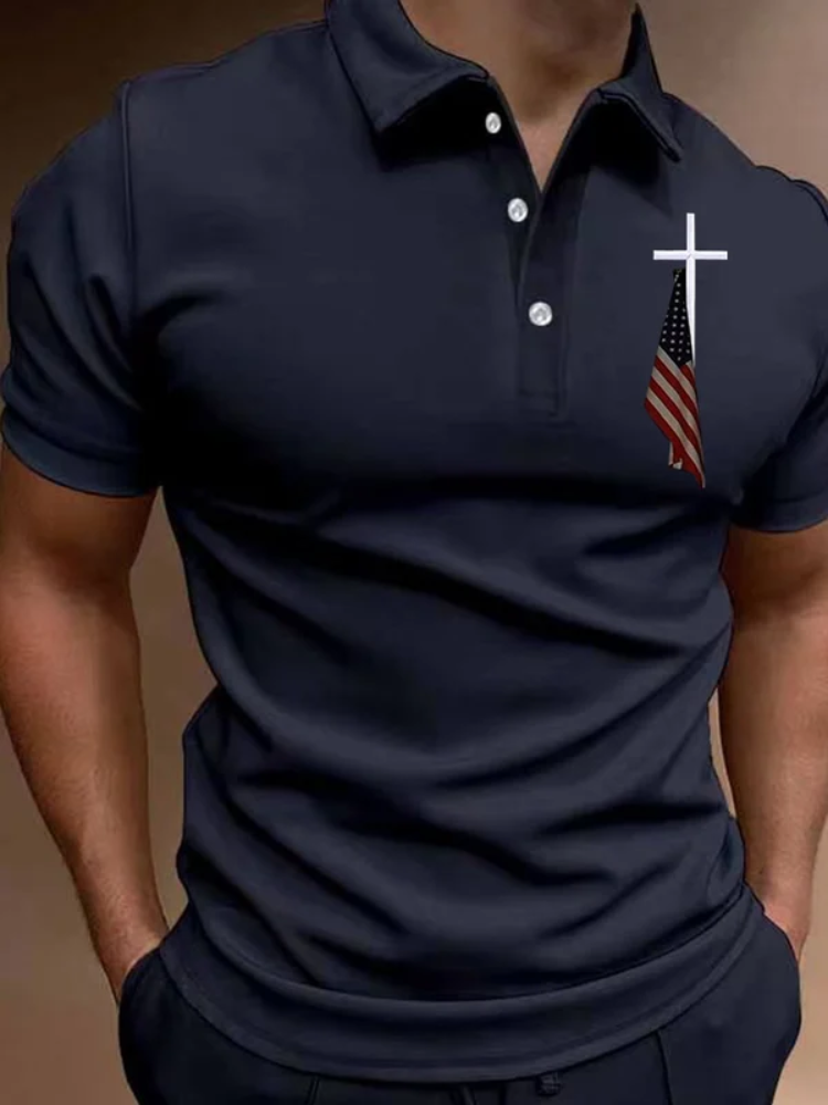 BrosWear Men's Short Sleeve Casual Printed POLO Shirt