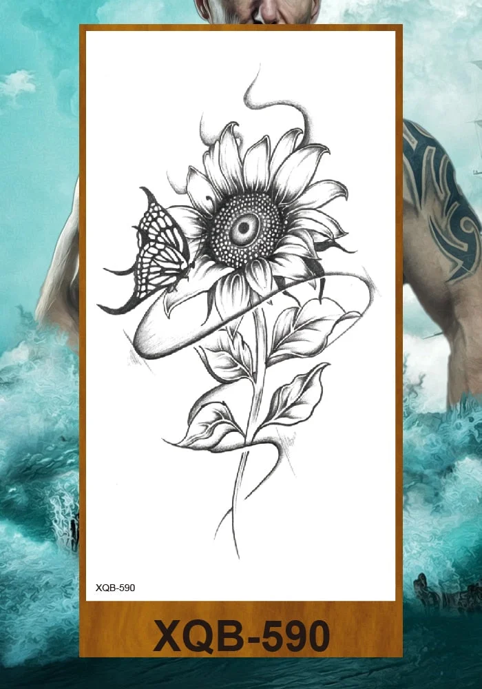 Temporary Tattoo Sticker Women Girl Arm Buttocks Chest Fake Tatoo Flowers Chain Body Makeup Waterproof Lily Butterfly Tattos