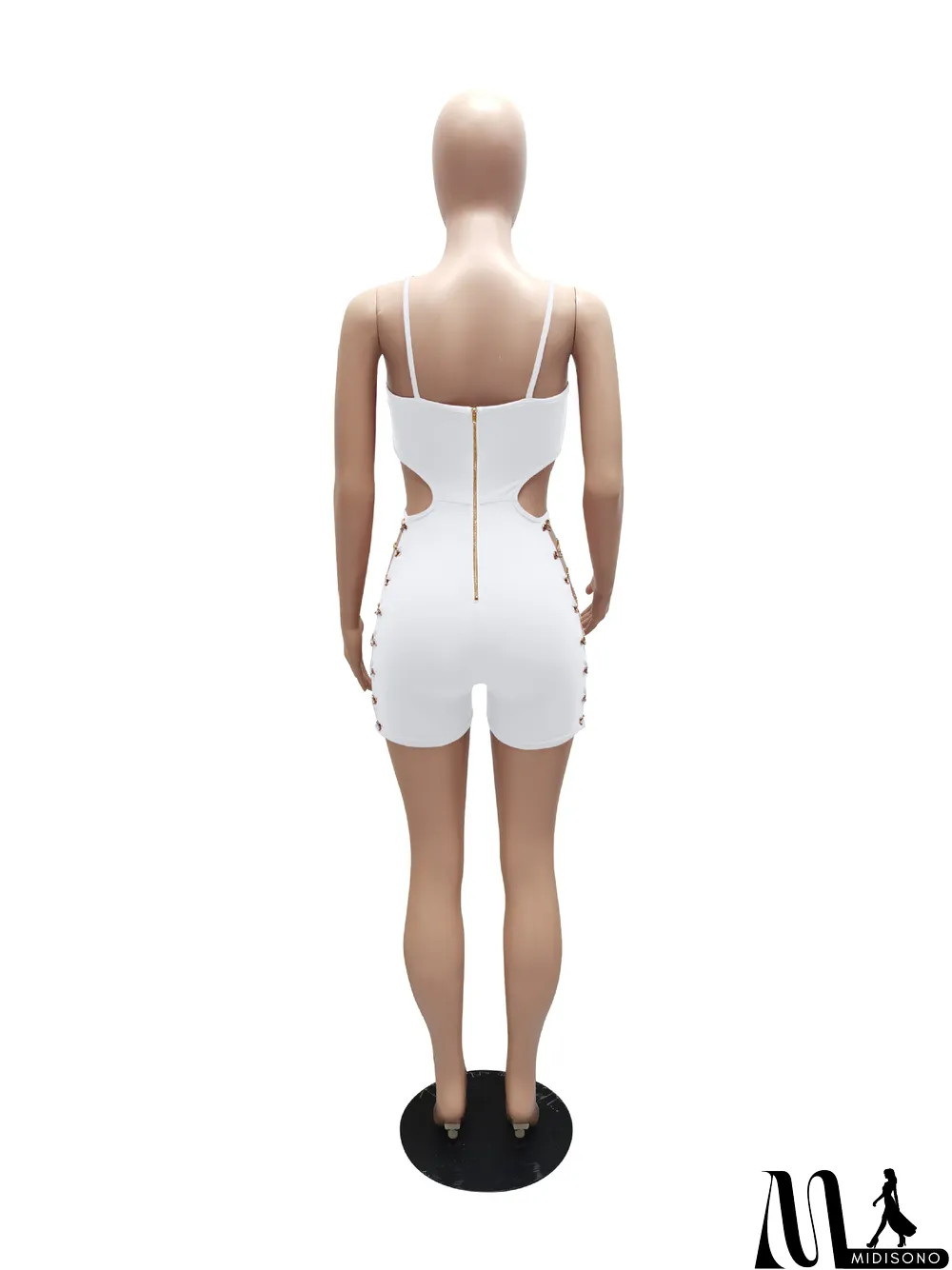 MidiSono - Sleeveless Chain Wrap Hip Slim Sexy Jumpsuit