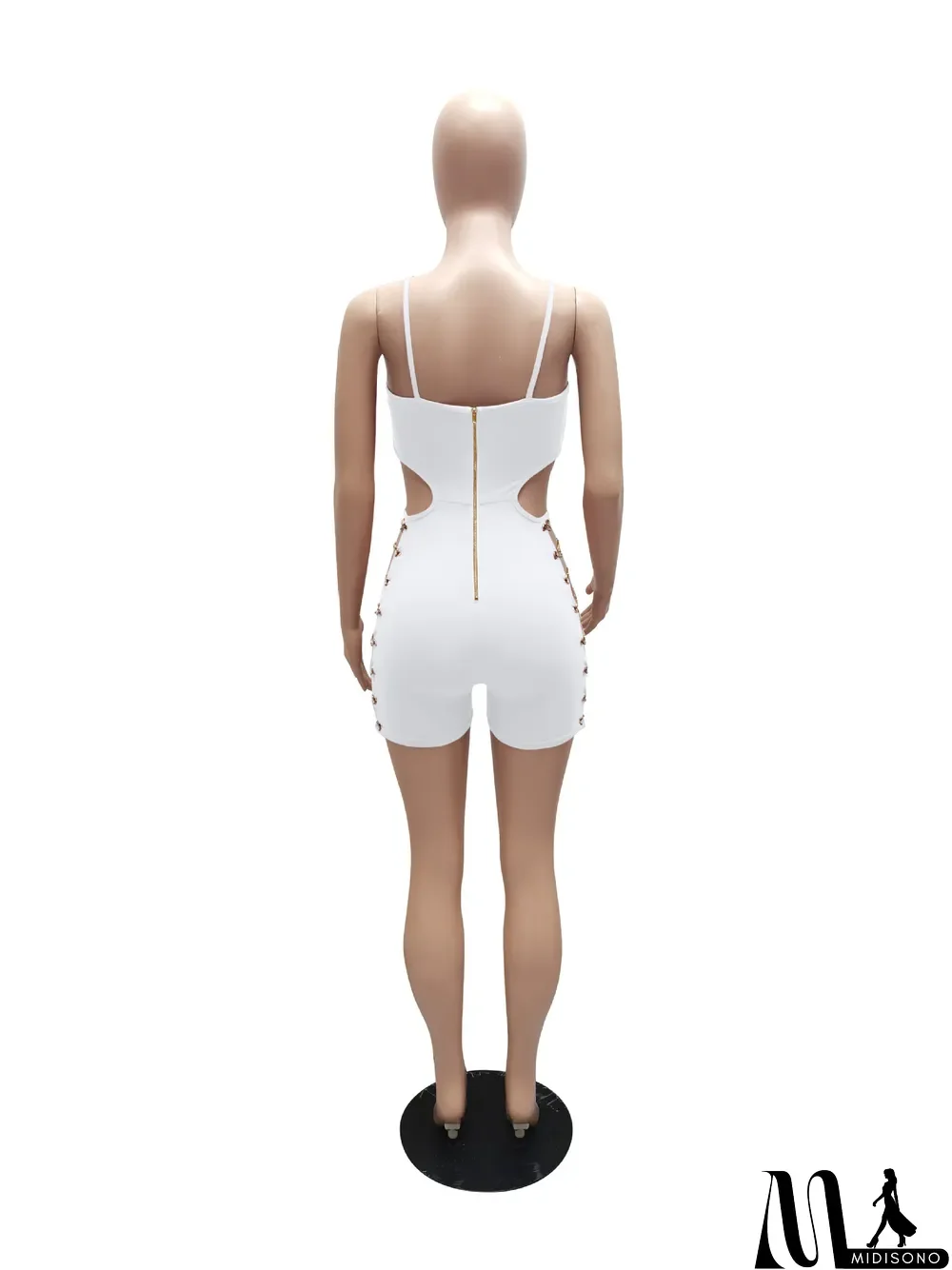 MidiSono - Sleeveless Chain Wrap Hip Slim Sexy Jumpsuit