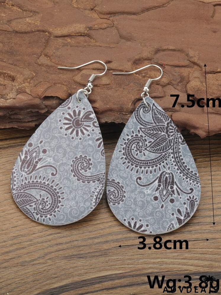 Floral Pattern Water Drop Earrings