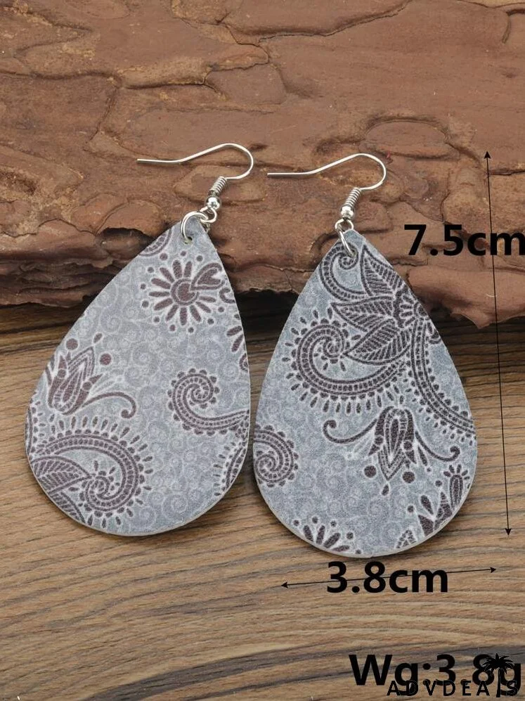 Floral Pattern Water Drop Earrings