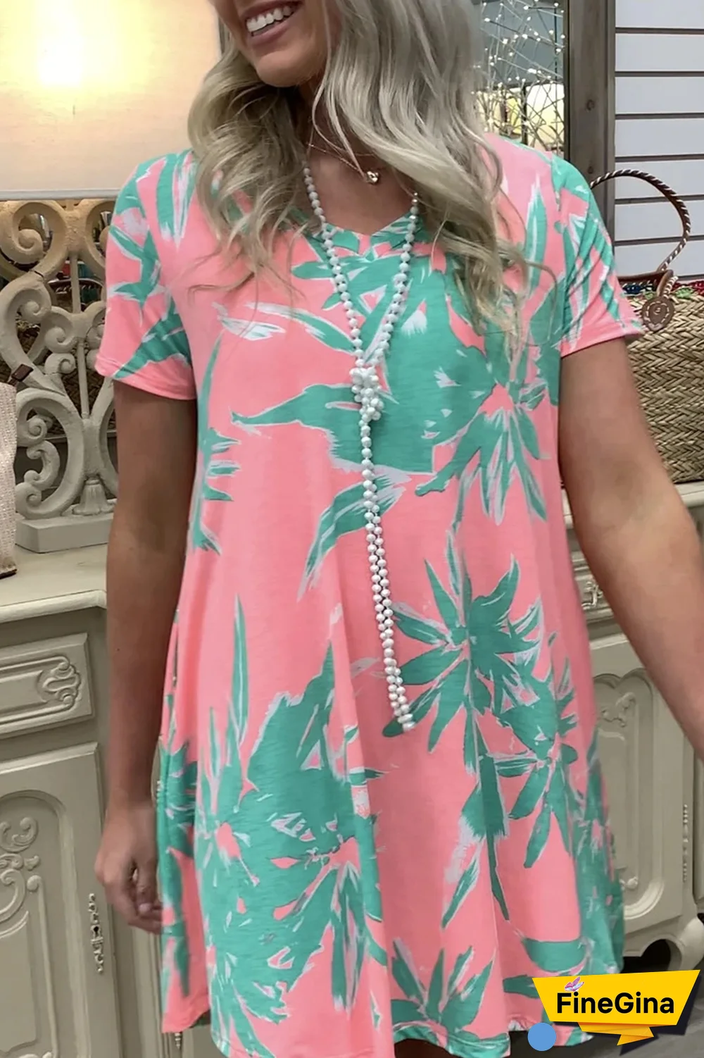 Casual Street Floral Pocket V Neck A Line Dresses