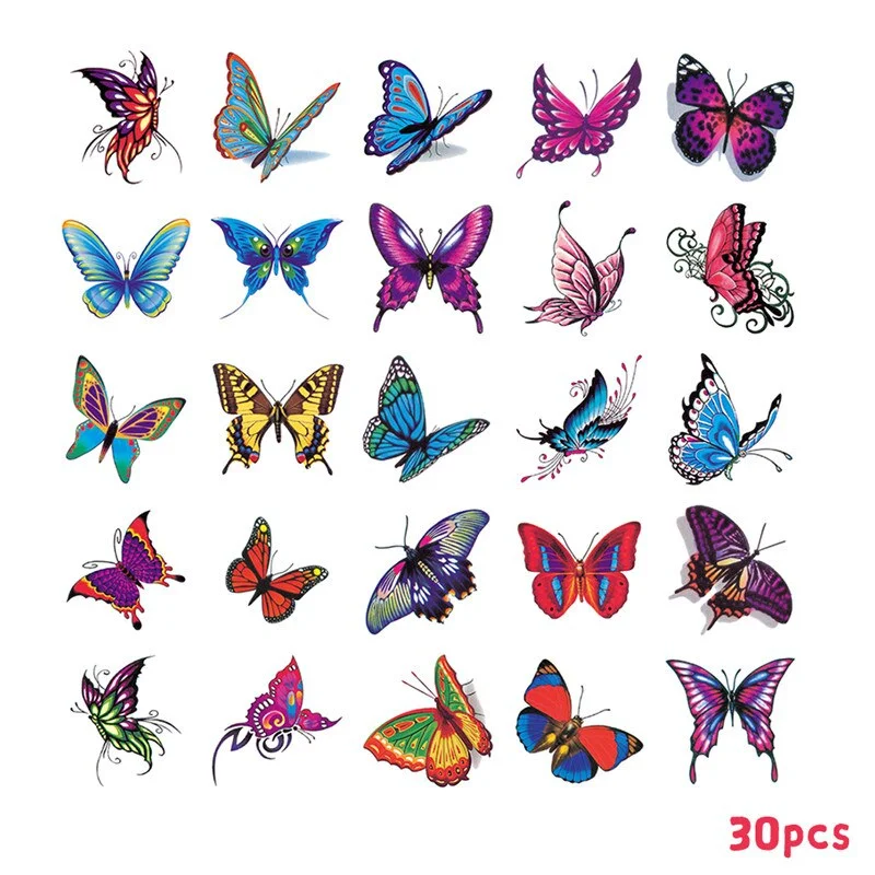 Watercolor Butterfly Temporary Tattoo Sticker Waterproof Women Fake Tattoos Men Children Body Art Hot Design Wholesale