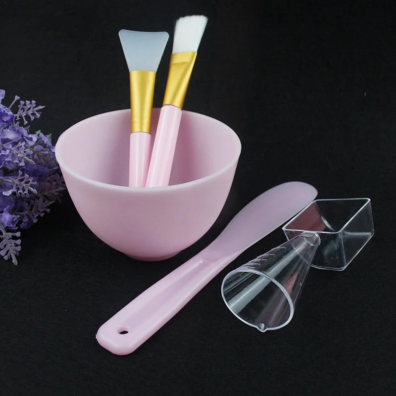 1set Portable DIY Mask Tools Non-toxic Silicone Bowl Brush Mud Stick Cup Spoon Kit Multi-functional Face Makeup Tools Durable