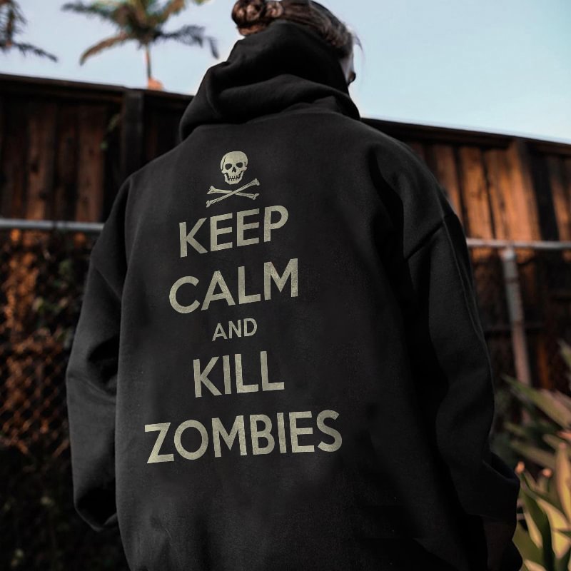 UPRANDY Keep Calm And Kill Zombies Printed Men's Hoodie -  UPRANDY